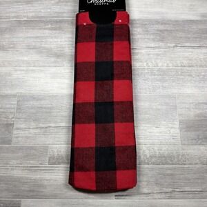 THE CHRISTMAS SHOPPE Red Black Buffalo Plaid Christmas Tree Skirt Holidays NEW